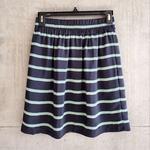 CLUB MONACO Silk Navy Blue Stripe Mini Skirt XS